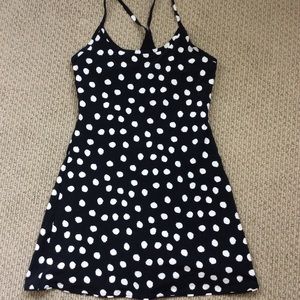 outdoor voices exercise dress: b&w polka dot